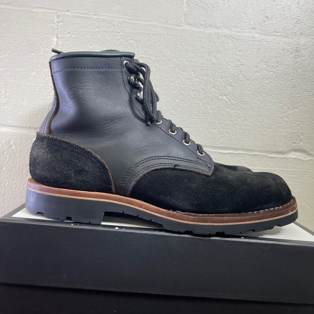 Nicks Custom Boots Black Smooth Leather Suede Work Boots Men's 11 D Made in USA